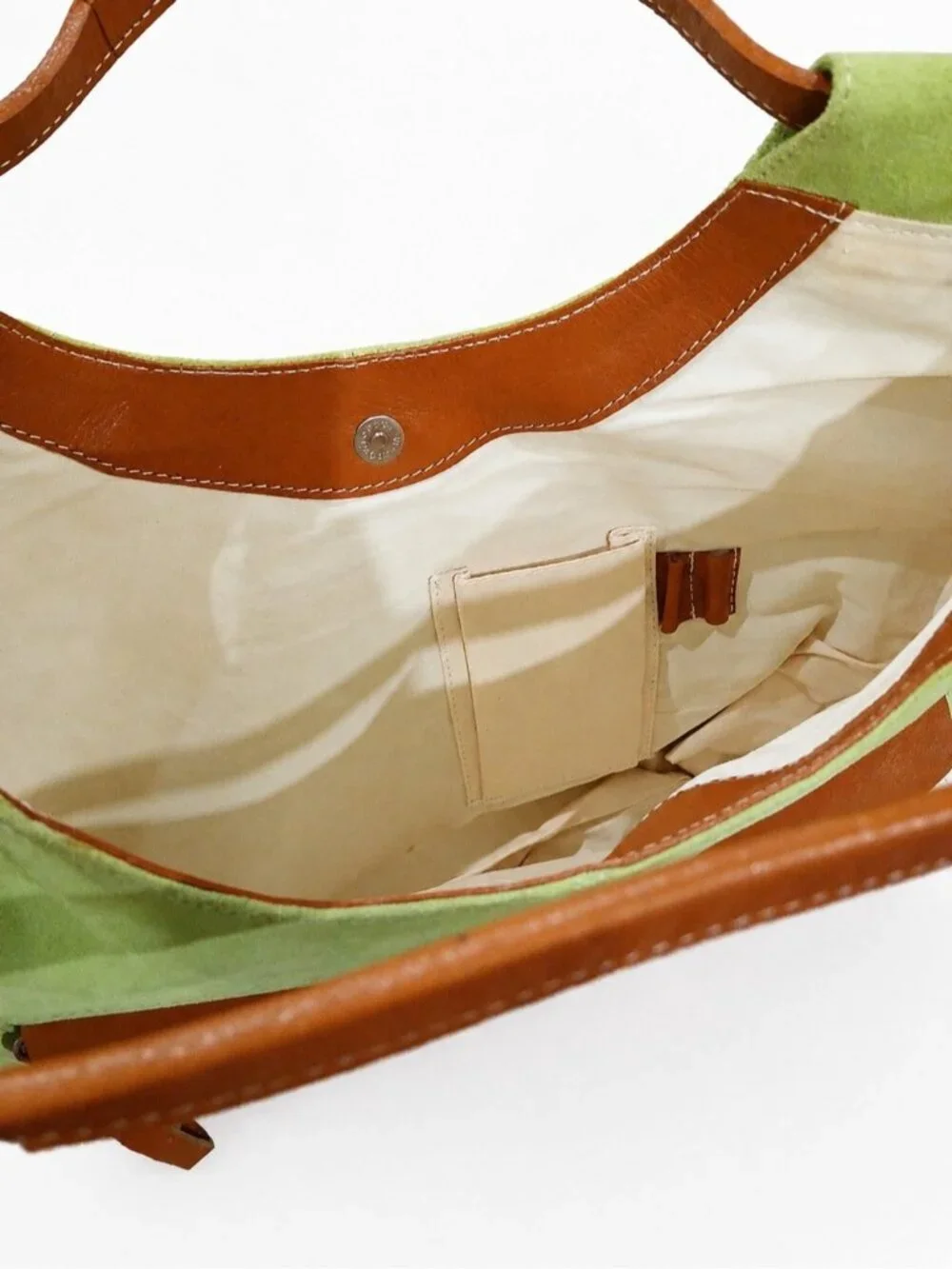 Vintage Tod’s Lime Green Suede Leather Hobo Shoulder Bag Y2K Italian Designer